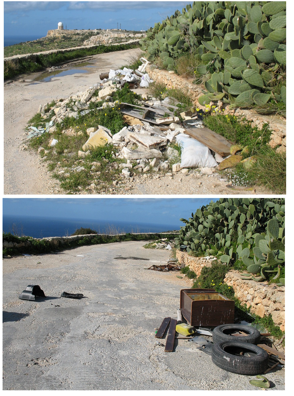 Dumping in the middle of the road. Was still there after 10 days. I assume hunderds of people have reported this but no action - Total abandonship.