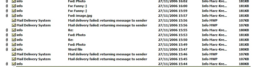Example - 20 emails in 15 minutes each 110kb in size - no joke!